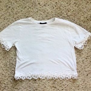 forever 21 daisy flower white top (t-shirt)
